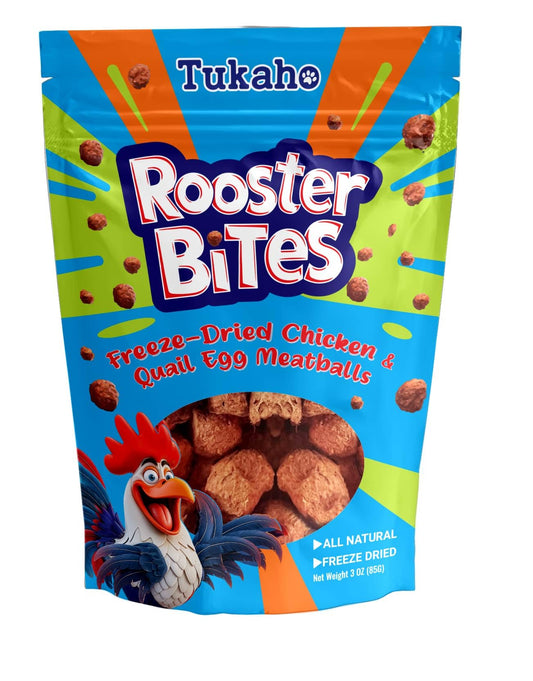 Rooster Bites Chicken and Quail Egg Cat and Dog Treats - High Protein All Natural Freeze Dried Training Treats - Raw Diet Friendly Healthy Snack or Meal Topper Made in USA