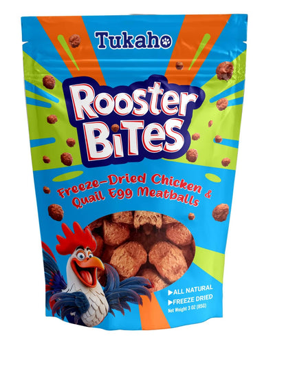 Rooster Bites Chicken and Quail Egg Cat and Dog Treats - High Protein All Natural Freeze Dried Training Treats - Raw Diet Friendly Healthy Snack or Meal Topper Made in USA