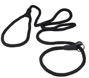 Dogs My Love Nylon Rope Slip Dog Lead Collar and Leash British Style 4ft Long (Medium: 3/8" (8mm) Black)