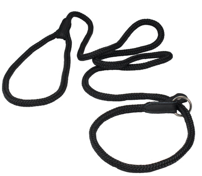 Dogs My Love Nylon Rope Slip Dog Lead Collar and Leash British Style 4ft Long (Medium: 3/8" (8mm) Black)