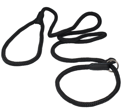 Dogs My Love Nylon Rope Slip Dog Lead Collar and Leash British Style 4ft Long (Medium: 3/8" (8mm) Black)